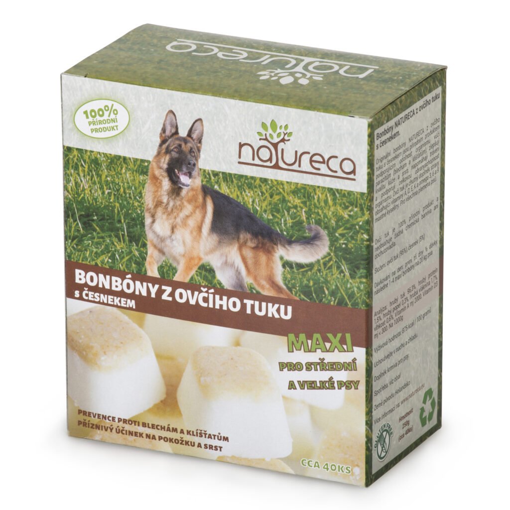 NATURECA Bonbóny z ovčího tuku s česnekem 250 g